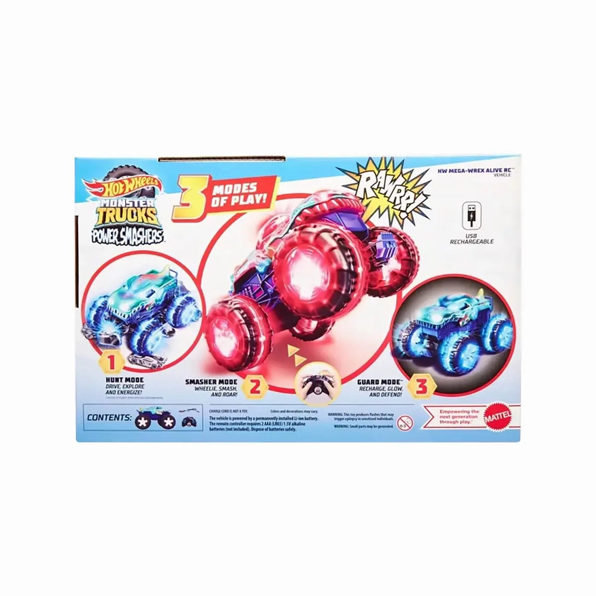 Mattel Toys Hot Wheels Monster Trucks Power Smashers Mega-Wrex Alive RC Truck