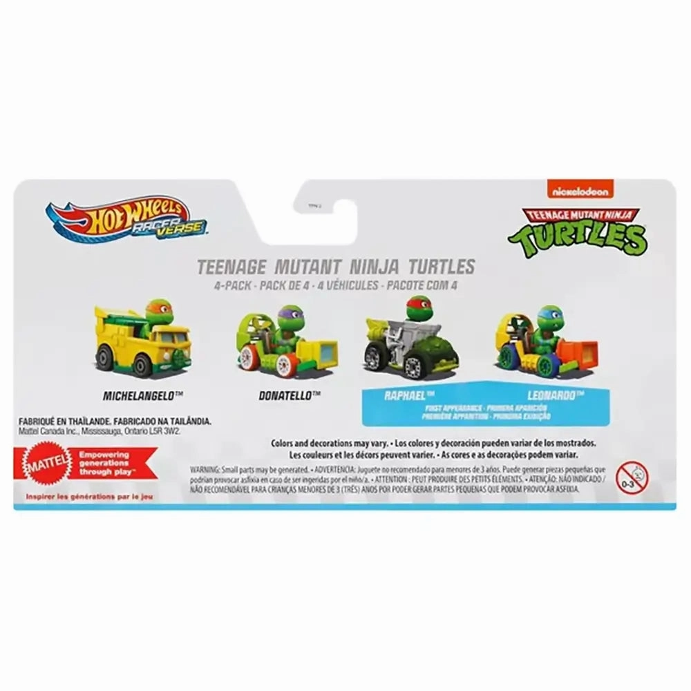 Mattel Toys Hot Wheels RacerVerse Teenage Mutant Ninja Turtles 4-Pack Diecast Vehicles
