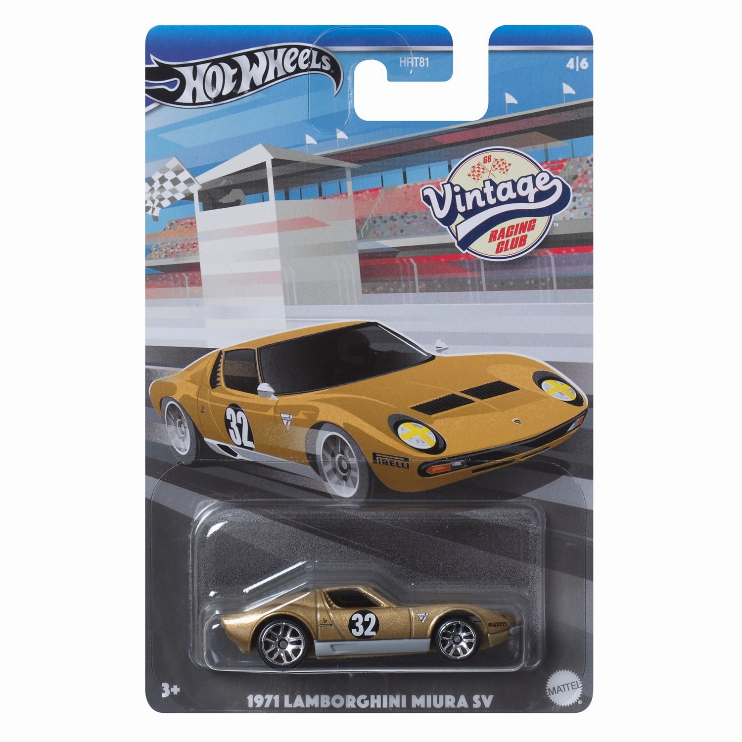 Mattel Toys Hot Wheels Vintage Racing Club 1971 Lamborghini Miura SV 1:64 Scale Diecast Vehicle (4/6)