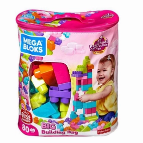 Mattel Toys Mega Bloks Big Building Bag (Pink) (80 pieces)