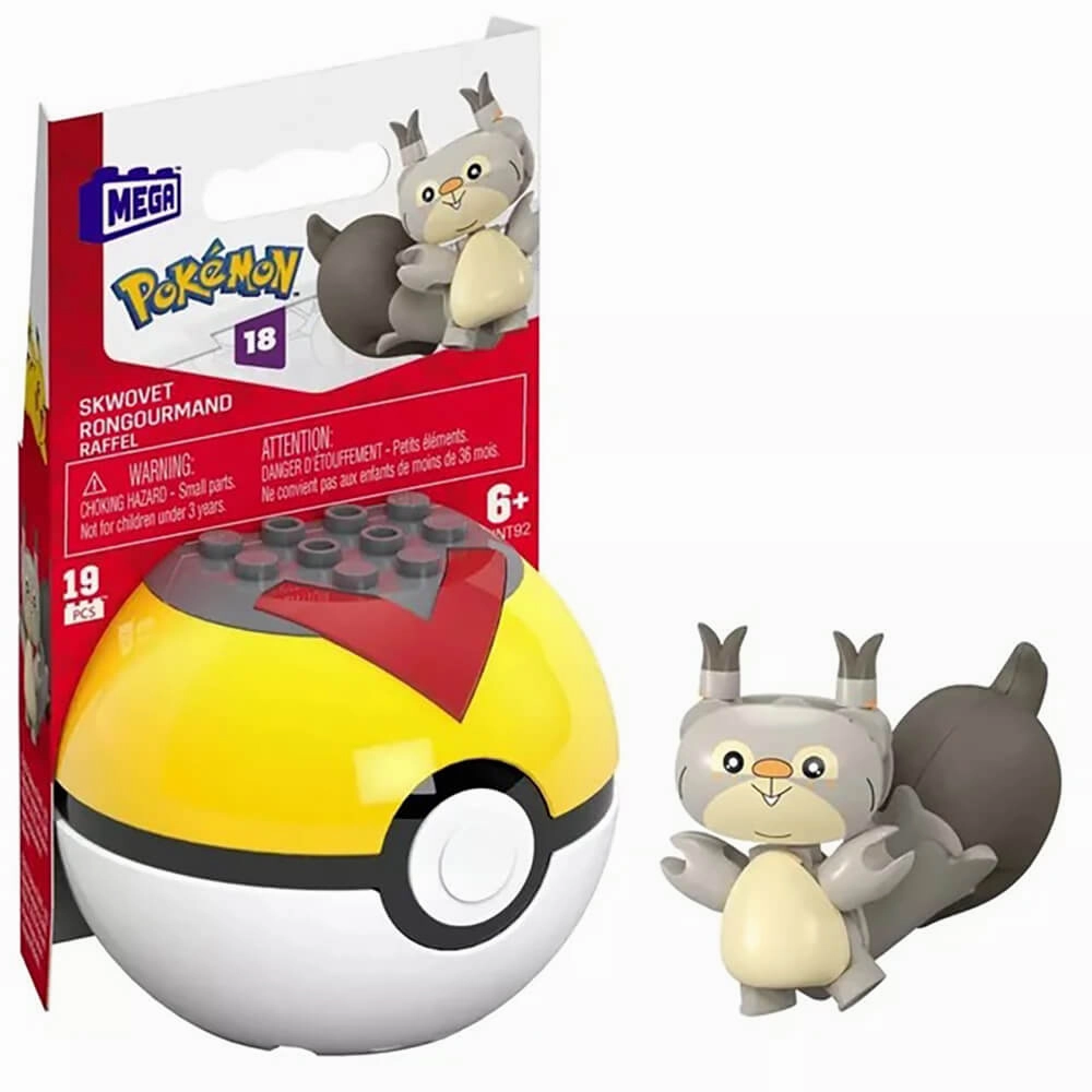 Mattel Toys Mega Construx Pokemon Series 18 Poke Ball Skwovet
