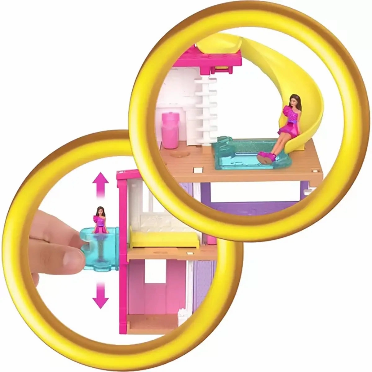 Mattel Toys Mini Barbie Land House Yellow Water slide