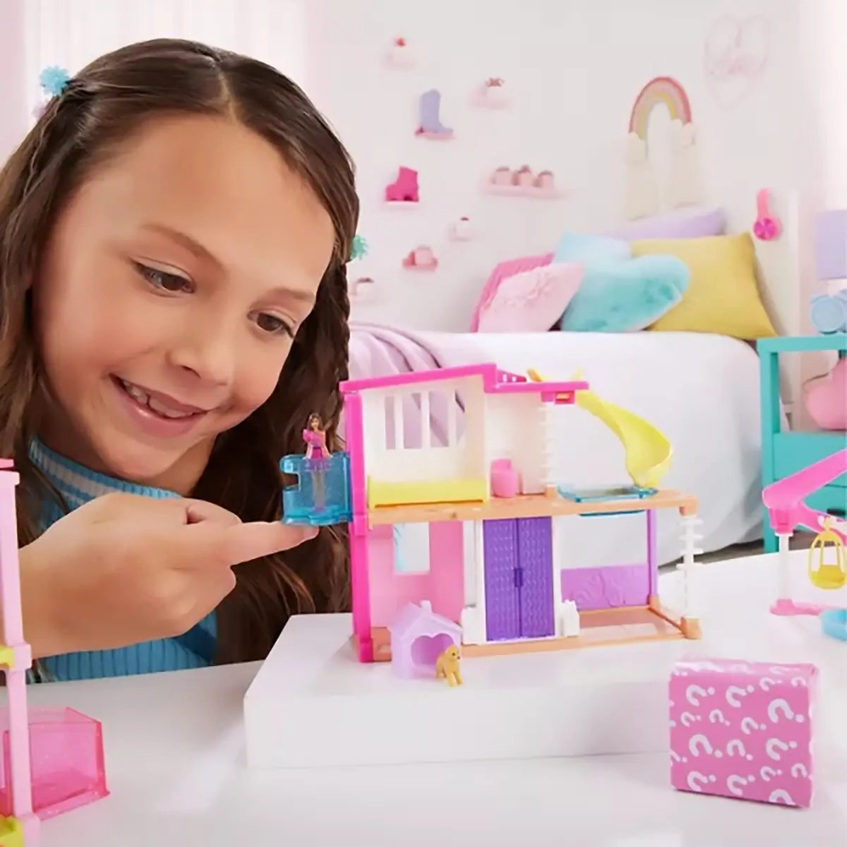Mattel Toys Mini Barbie Land House Yellow Water slide