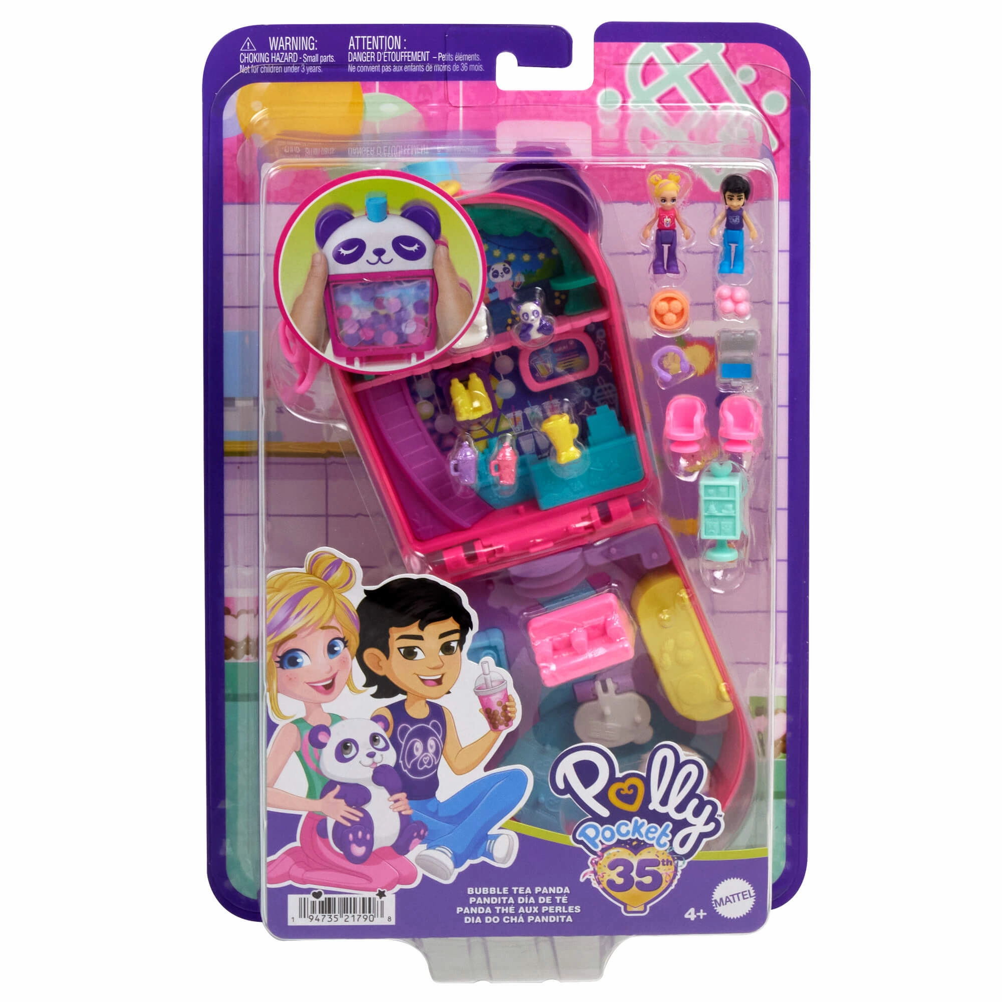 Mattel Toys Polly Pocket Bubble Tea Panda Compact Playset