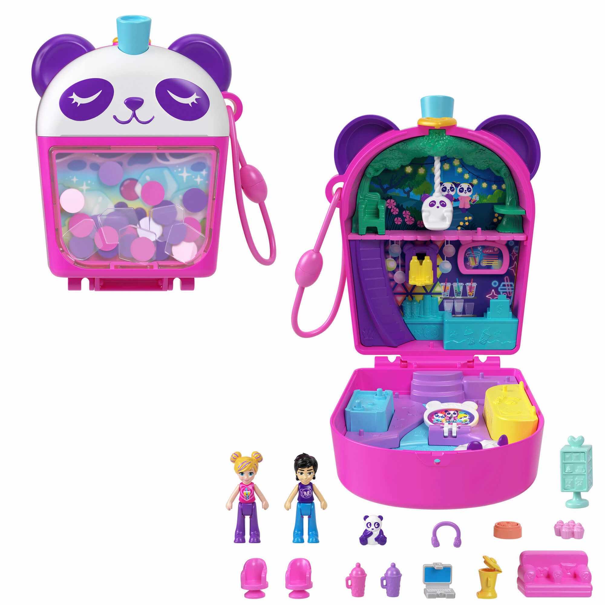 Mattel Toys Polly Pocket Bubble Tea Panda Compact Playset