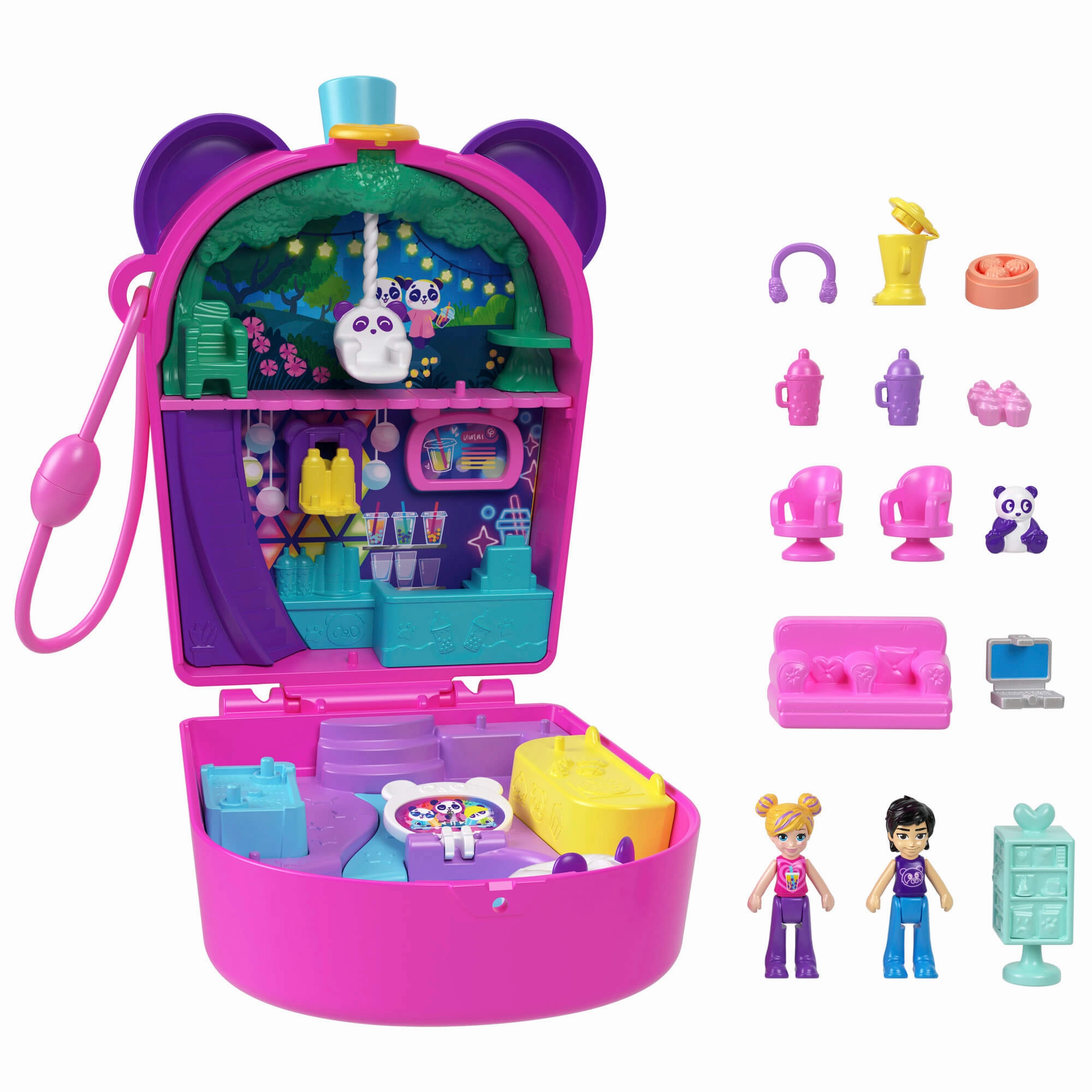 Mattel Toys Polly Pocket Bubble Tea Panda Compact Playset