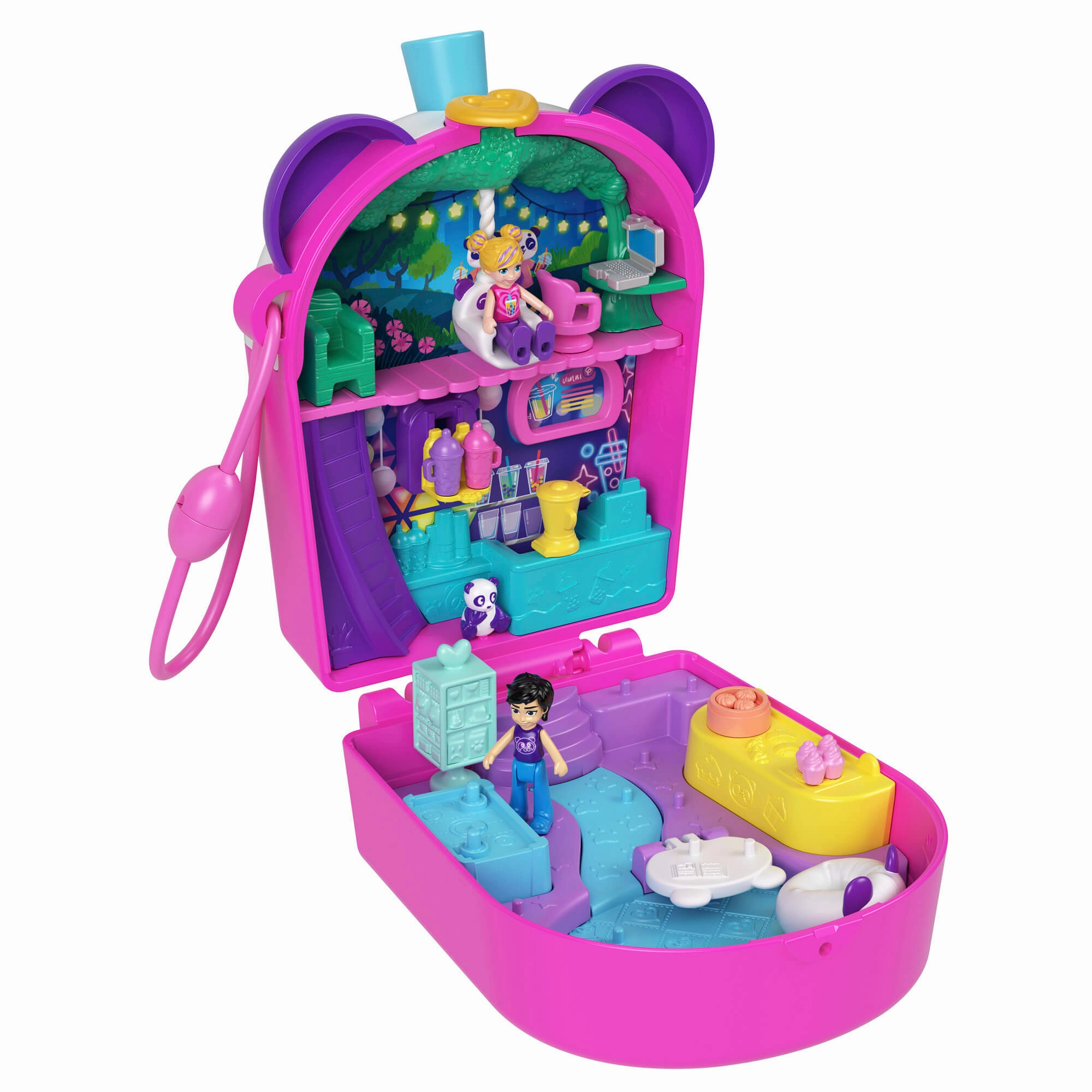 Mattel Toys Polly Pocket Bubble Tea Panda Compact Playset