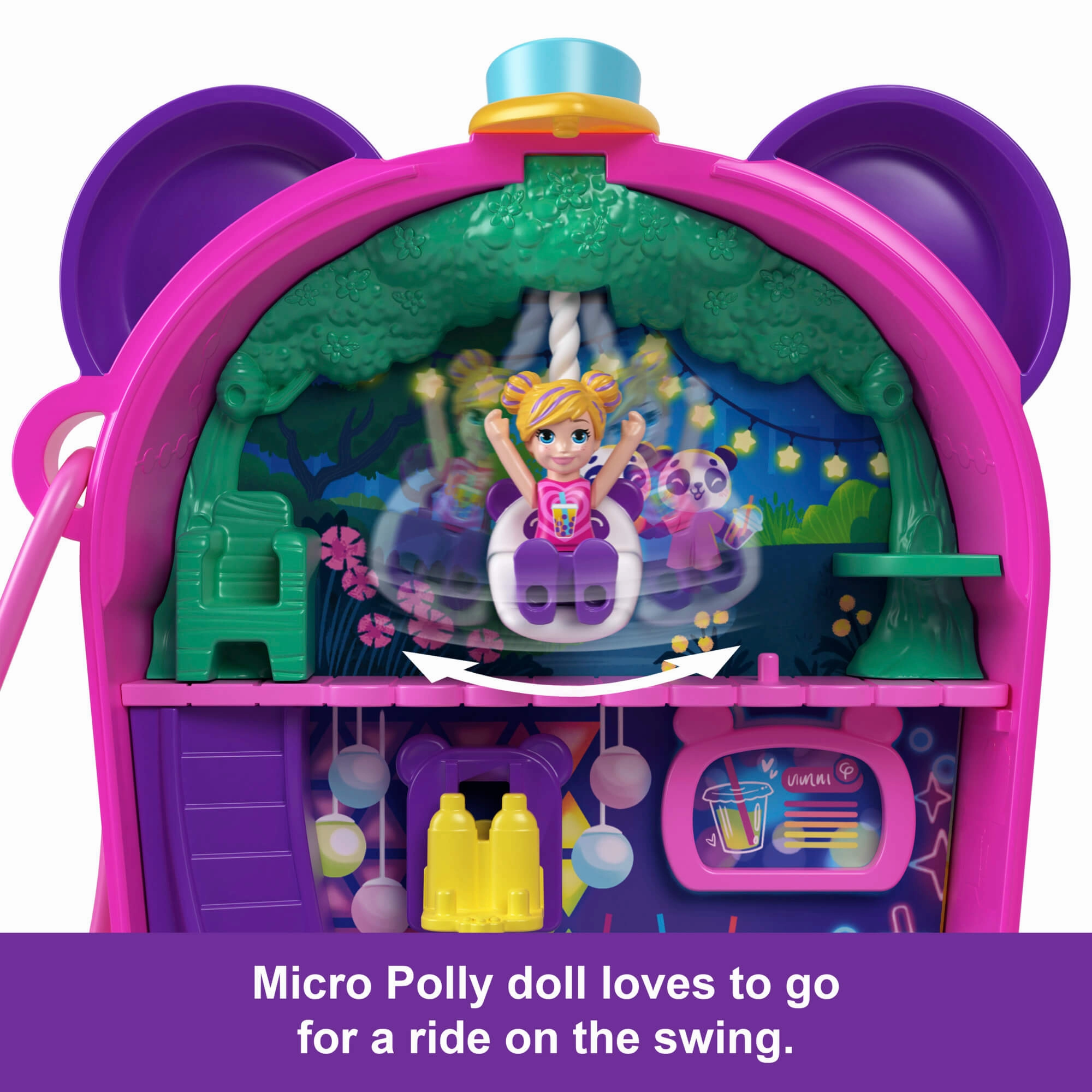 Mattel Toys Polly Pocket Bubble Tea Panda Compact Playset
