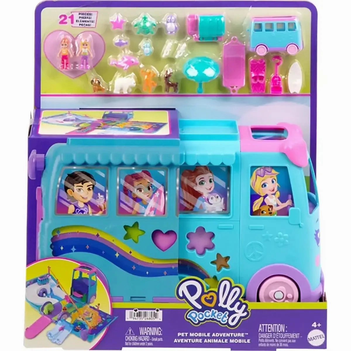 Mattel Toys Polly Pocket Pet Mobile Adventure Playset