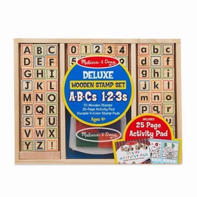 Melissa & Doug Toys Deluxe Wooden Stamp Set ABC/123