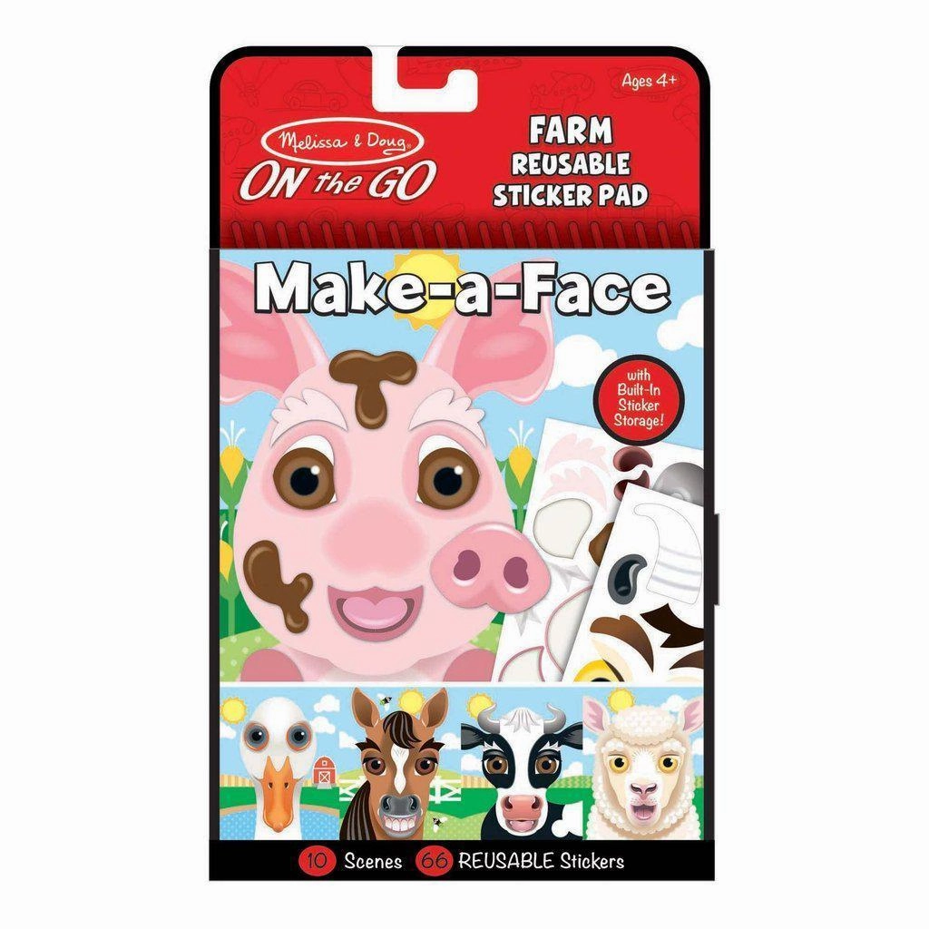 Melissa & Doug Toys Make-a-Face - Farm Reusable Sticker Pad - On the Go Travel Activity