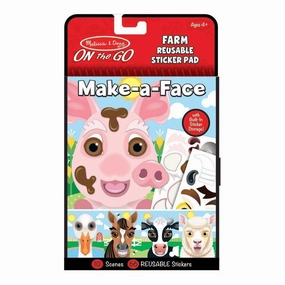 Melissa & Doug Toys Make-a-Face - Farm Reusable Sticker Pad - On the Go Travel Activity