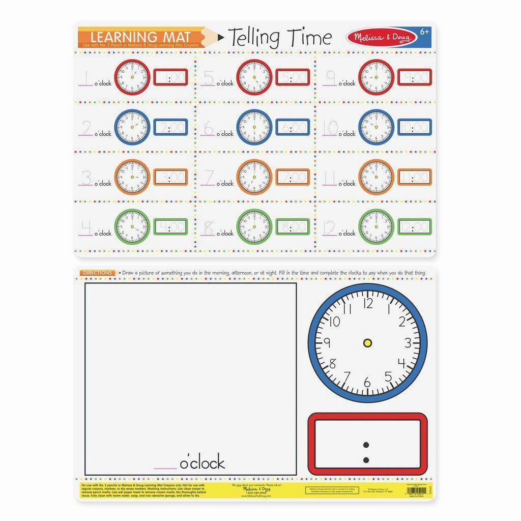 Melissa & Doug Toys Telling Time Write-A-Mat