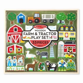 Melissa & Doug Toys Wooden Farm & Tractor Play Set