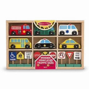 Melissa & Doug Toys Wooden Vehicles and Traffic Signs