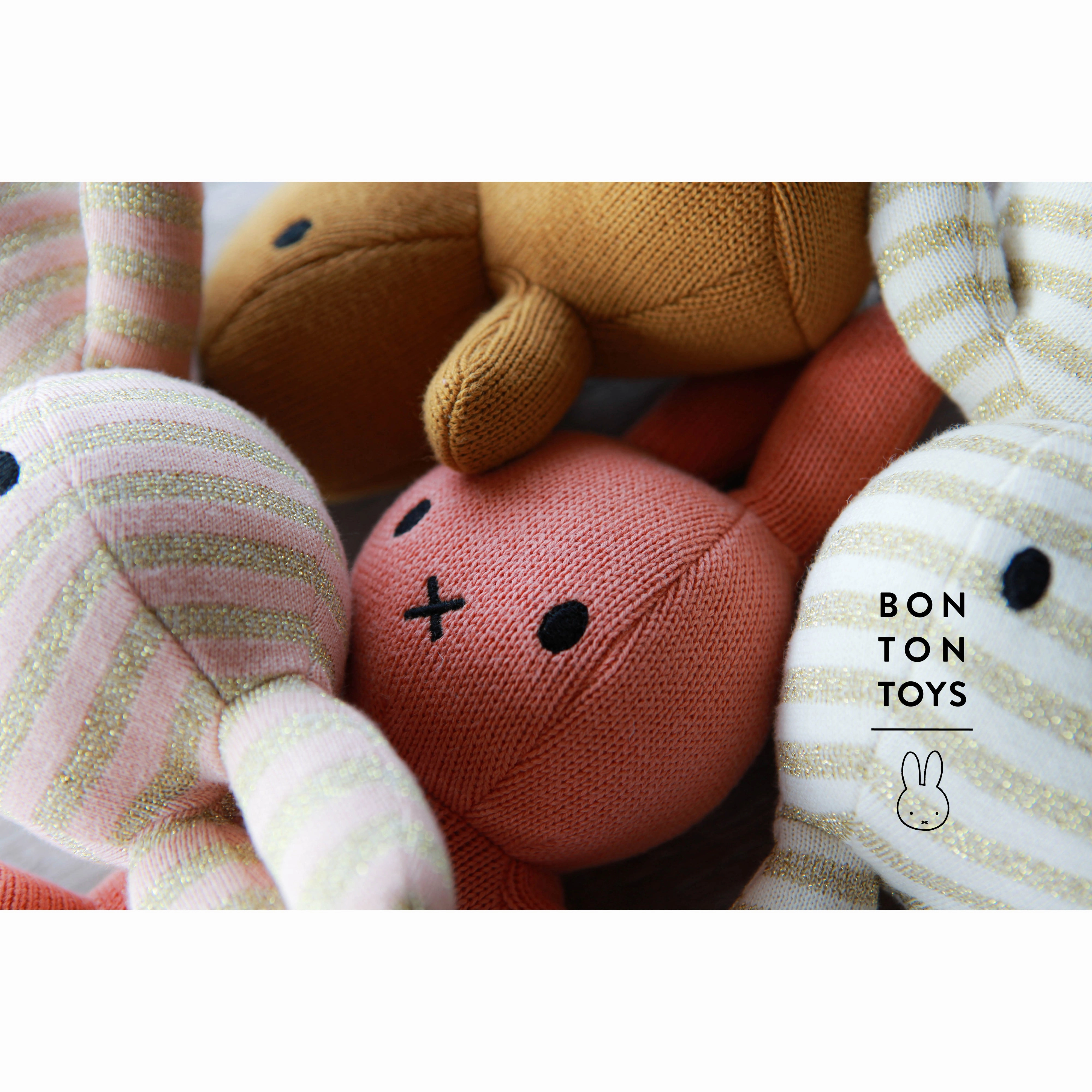 Miffy Sitting Organic Cotton Stripe Pink - 23cm