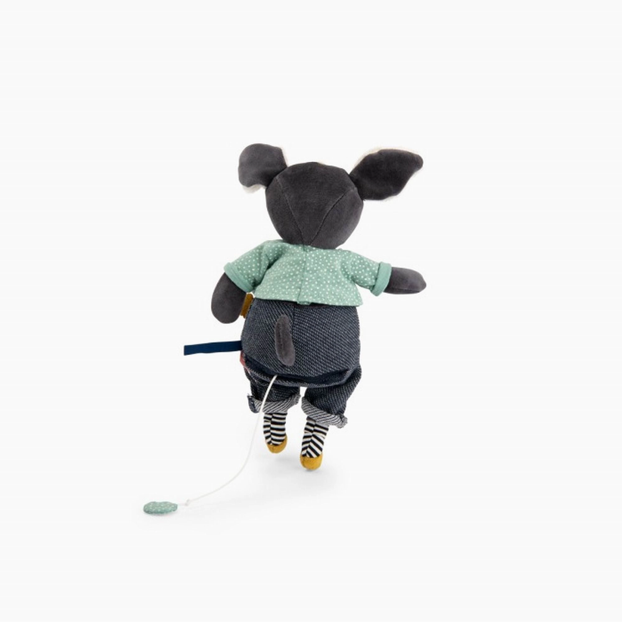 Moulin Roty Puce & Pilou Musical Pull-String Dog Puce 29CM