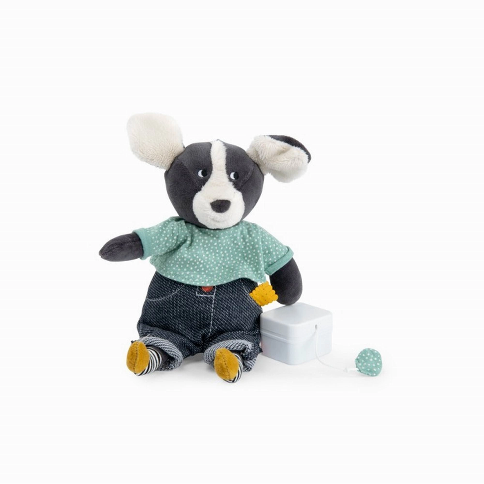 Moulin Roty Puce & Pilou Musical Pull-String Dog Puce 29CM