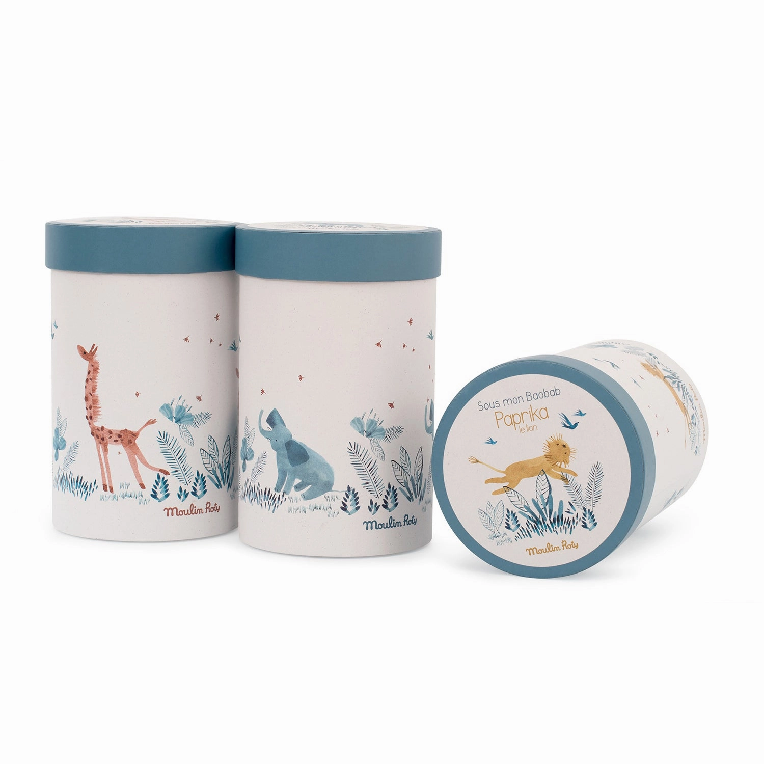Moulin Roty Sous Mon Baobab Bergamotte The Elephant 37cm in Round Gift Box