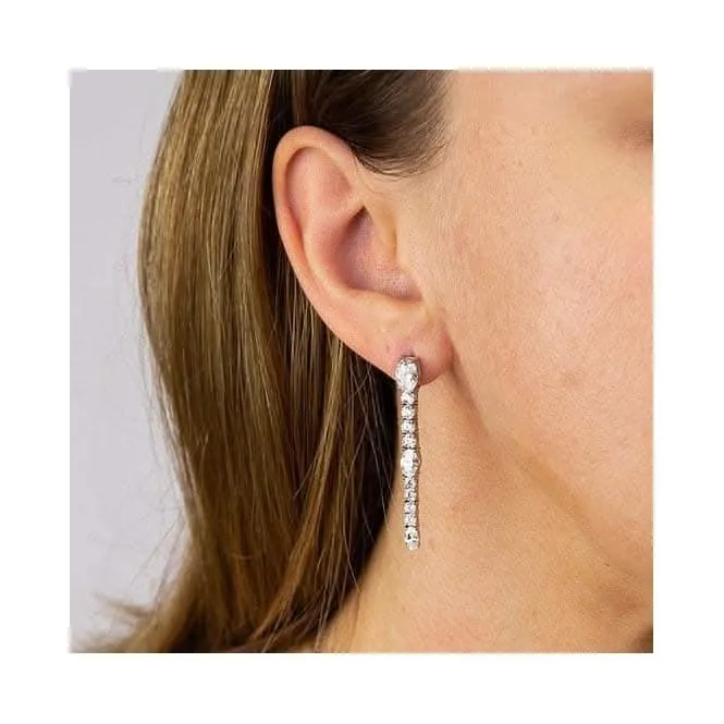 Boucles d'oreilles pendantes en zirconium ovale et rond E6052 - Diamonfire Jewellery