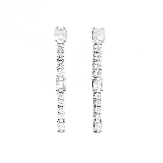 Boucles d'oreilles pendantes en zirconium ovale et rond E6052 - Diamonfire Jewellery