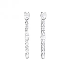 Boucles d'oreilles pendantes en zirconium ovale et rond E6052 - Diamonfire Jewellery