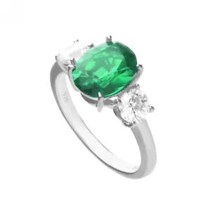Bague Trilogy en Zircon Ovale Vert Diamonfire Bijoux