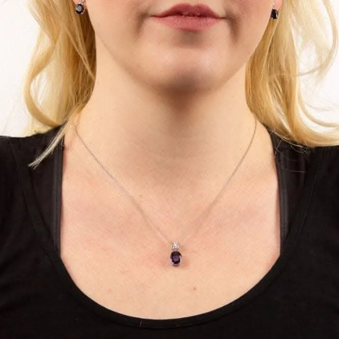 Pendentif goutte ovale en saphir zirconium P4964 - Diamonfire Jewellery