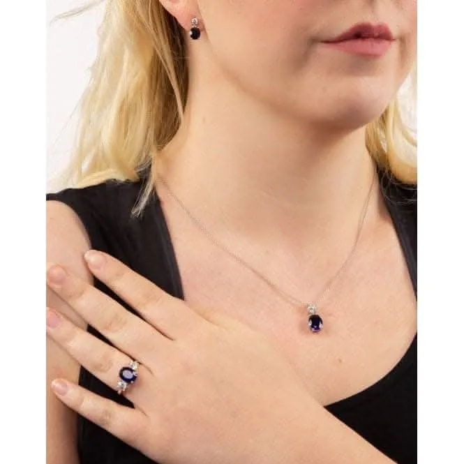 Pendentif goutte ovale en saphir zirconium P4964 - Diamonfire Jewellery
