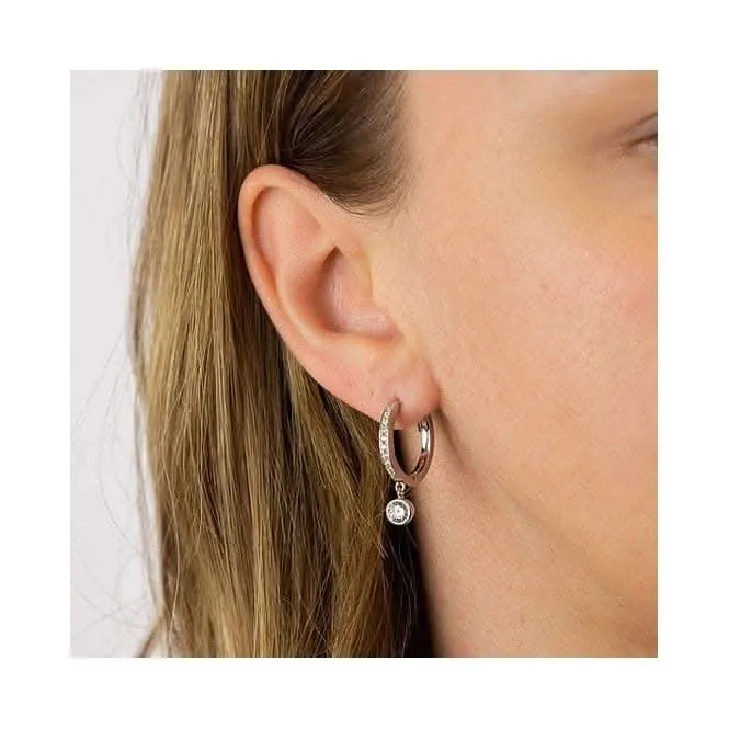 Boucles d'oreilles à goutte avec bézel pavé assemblé en cerceau E6059 - Diamonfire Jewellery