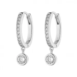 Boucles d'oreilles à goutte avec bézel pavé assemblé en cerceau E6059 - Diamonfire Jewellery