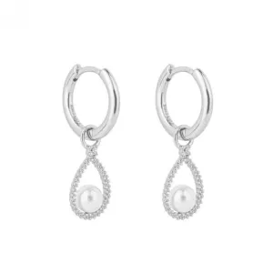 Boucles d'oreilles en zircone pavée en forme de larme avec coquille assemblée et perles, modèle E6194, bijouterie Diamonfire
