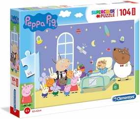 Peppa Pig Toys Clementoni 23735 Peppa Pig Supercolor Pig-104 Maxi Pieces-Jigsaw Kids Age 4-Made in Italy, Cartoon Puzzles, Multicoloured