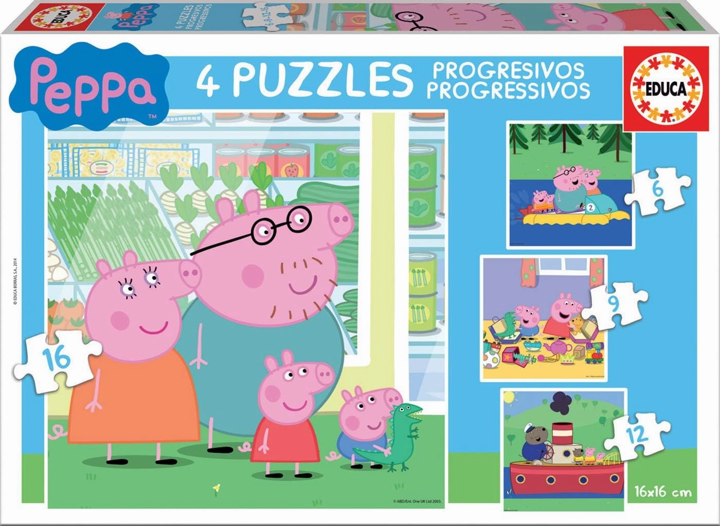 Peppa Pig Toys Educa Borrs Peppa Pig Progressive Puzzles - 4 Puzzles for Ages 3  (6-16 Pieces)