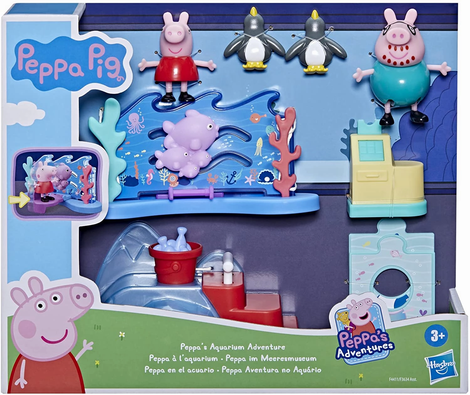 Peppa Pig Toys Peppa Pig F44115X0 Hasbro Aquarium Peppy, Preschool Playset, Includes 4 Action F