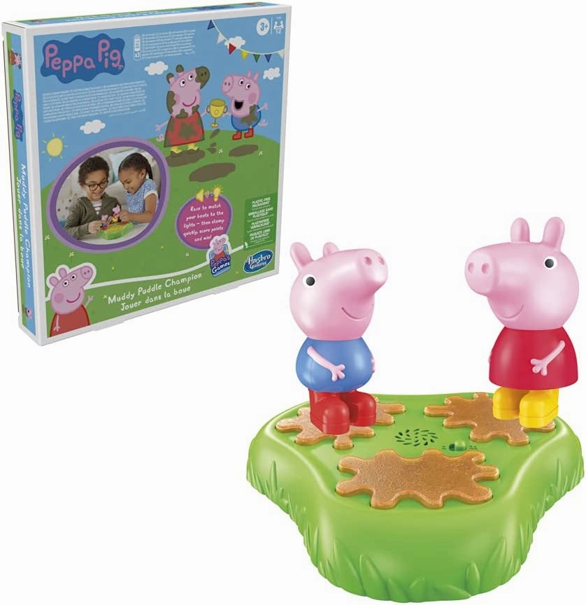 Peppa Pig Toys Peppa Pig Muddy Puddle Champion Board Game for Kids Ages 3 and Up, Preschool Game for 1-2 Players, Multicolor