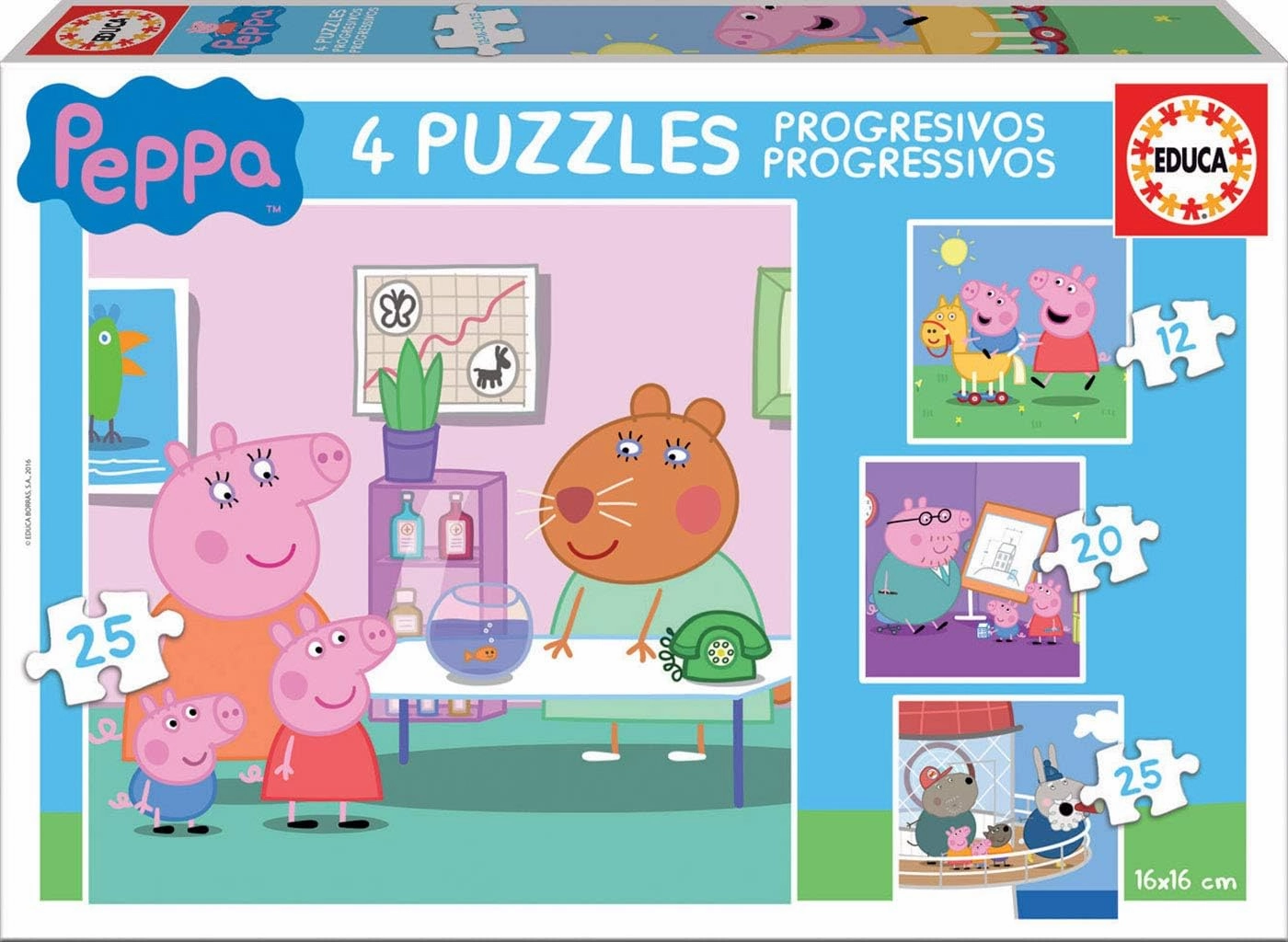 Peppa Pig Toys Peppa Pig Progressive Puzzle Set - 12, 20, 25 Pieces for Ages 3  (Educa Borrs 16817)
