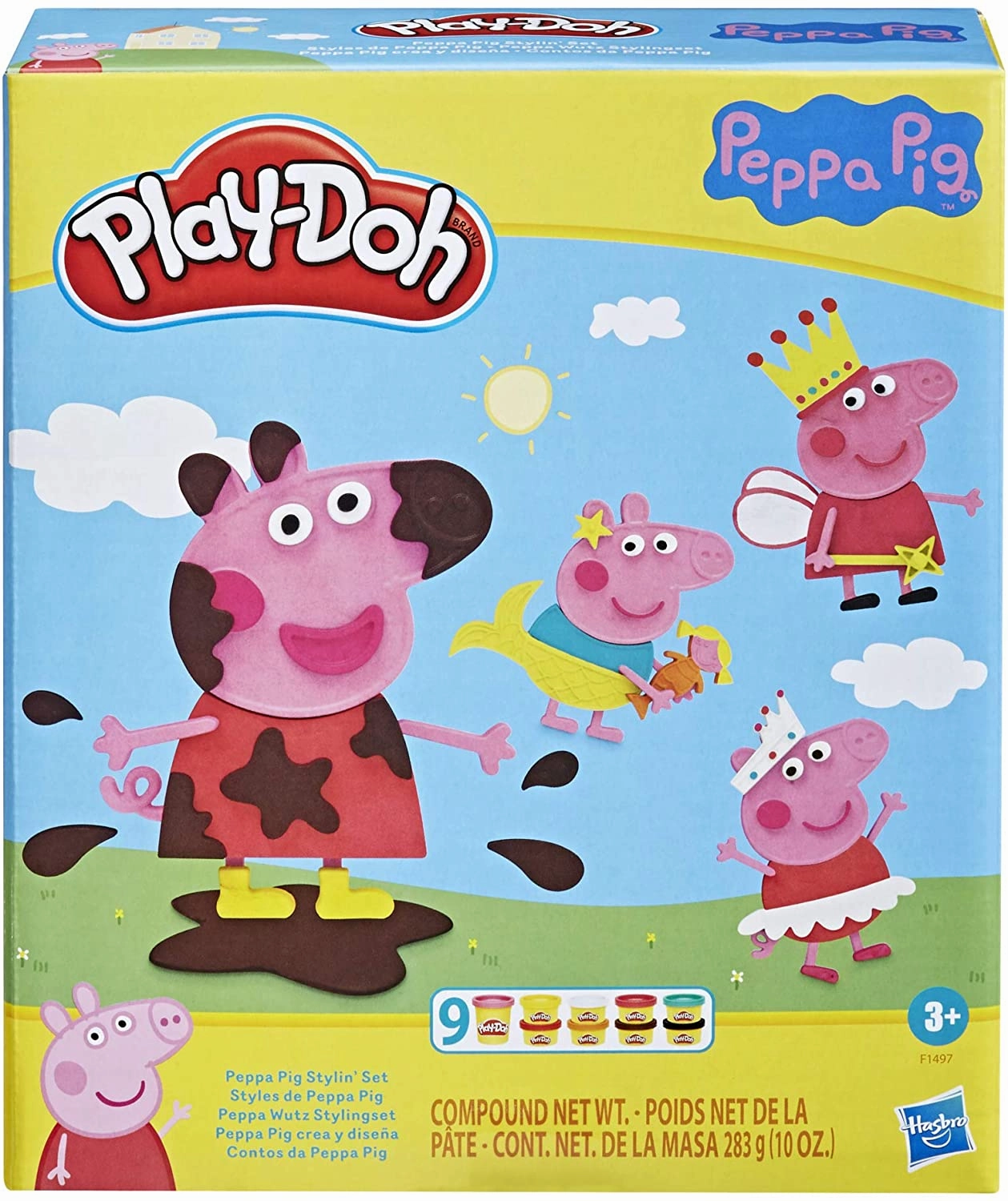 Peppa Pig Toys Play-Doh Peppa Pig Stylin Set with 9 Non-Toxic Modeling Compound Cans and 11 Accessories