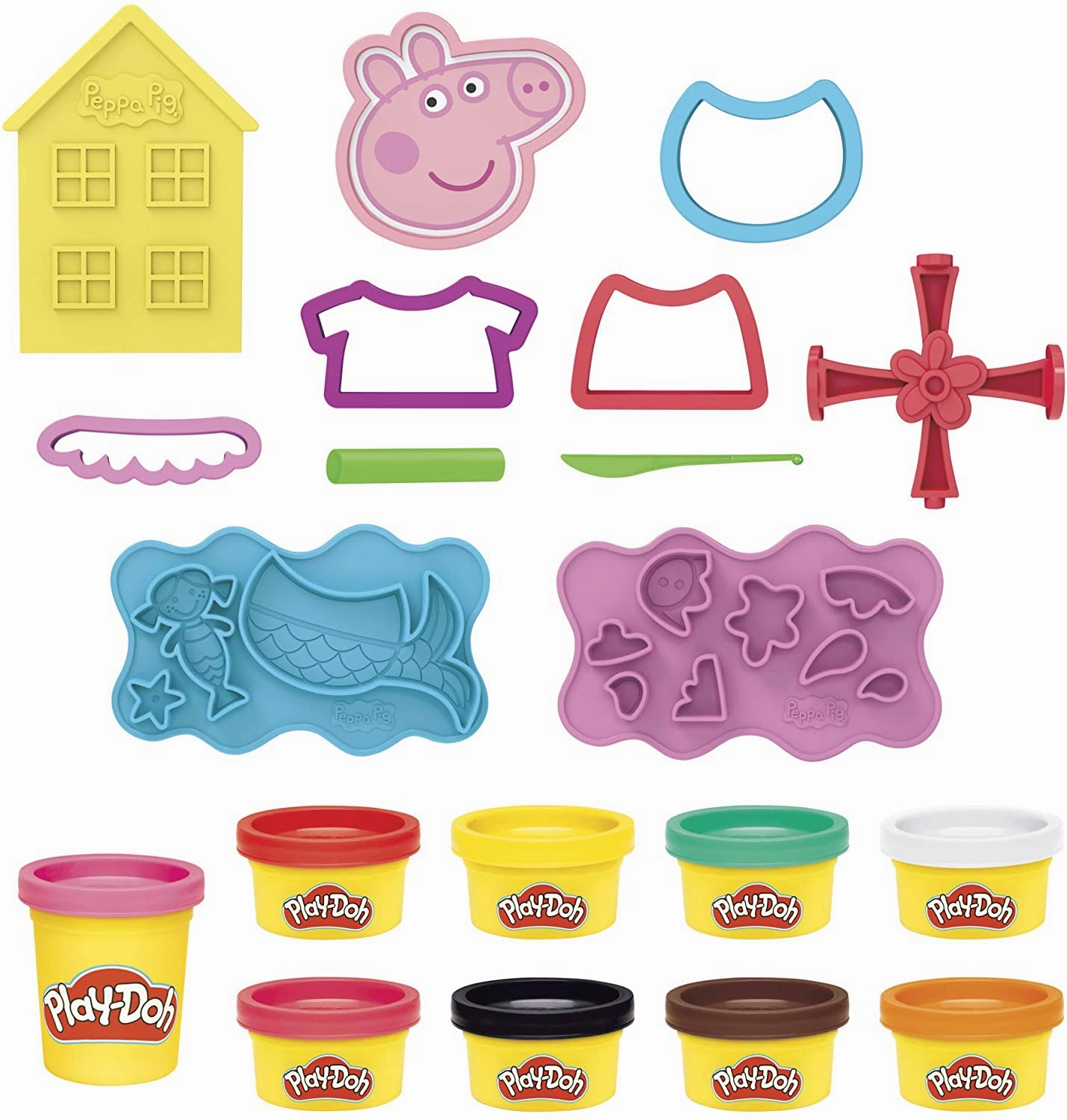 Peppa Pig Toys Play-Doh Peppa Pig Stylin Set with 9 Non-Toxic Modeling Compound Cans and 11 Accessories