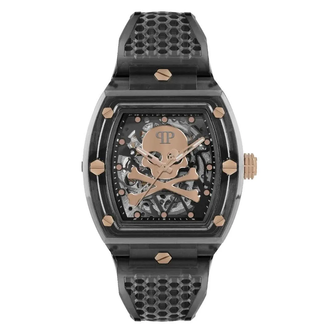 Philipp Plein Gents High-Conic La montre à squelette cristal gris PWPTA0424
