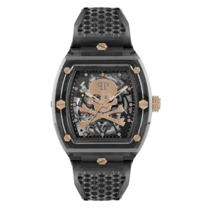 Philipp Plein Gents High-Conic La montre à squelette cristal gris PWPTA0424
