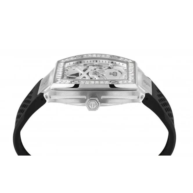 Philipp Plein Montre Squelette Noire Haute Conique pour Homme PWBAA1323
