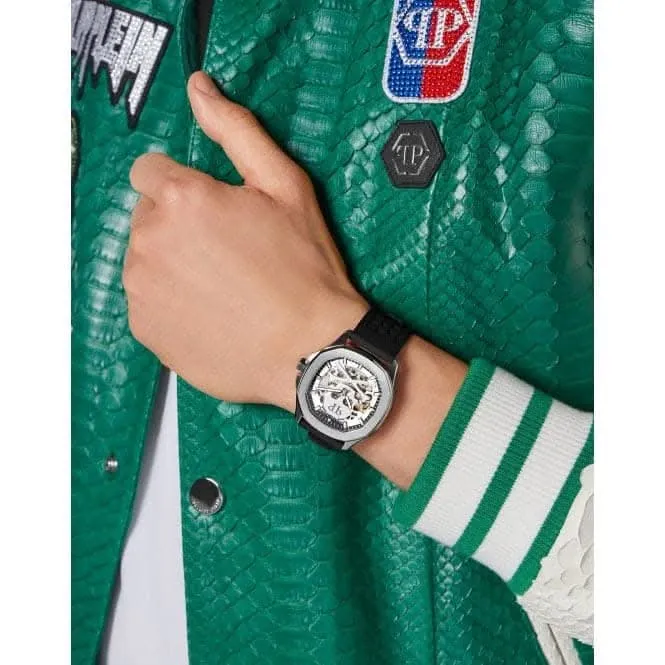 Philipp Plein Montre Squelette Spectre Argent pour Homme PWRAA0123