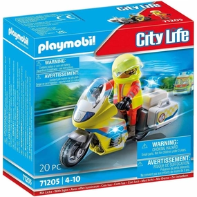 Playmobil Toys City Life - Rescue Motorcycle with Flashing Lights