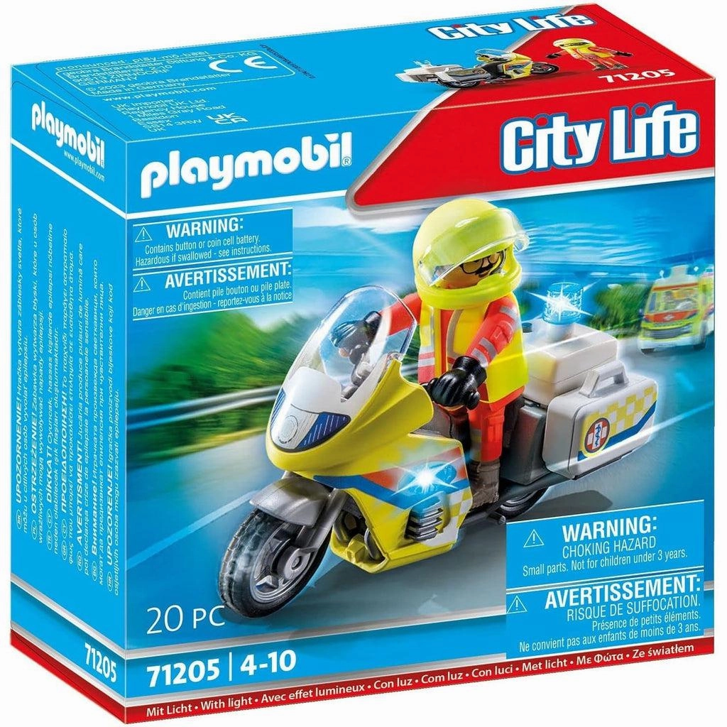 Playmobil Toys City Life - Rescue Motorcycle with Flashing Lights