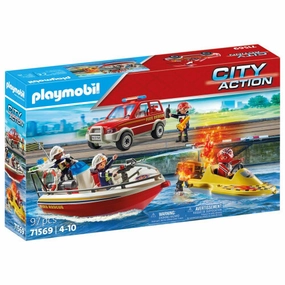 Playmobil Toys Fire Brigade Mission on The water - City