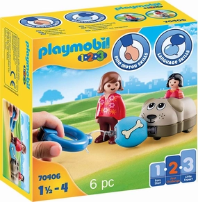 Playmobil Toys Playmobil 1.2.3 70406 Dog Train Car, for Children Ages 1.5 - 4