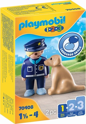 Playmobil Toys Playmobil 1.2.3 70408 Police Officer with Dog, for Children Ages 1.5 - 4