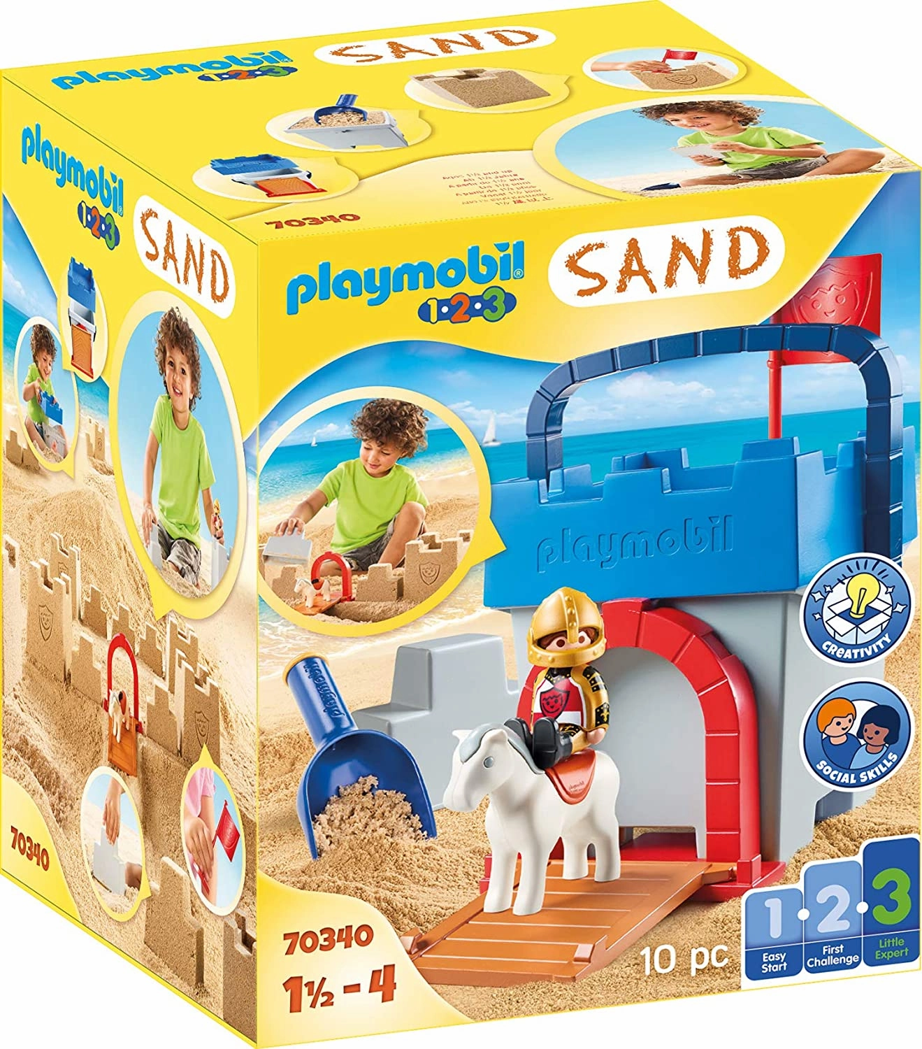 Playmobil Toys Playmobil 1.2.3 SAND 70340 Knight's Castle Sand Bucket for Children Ages 3 