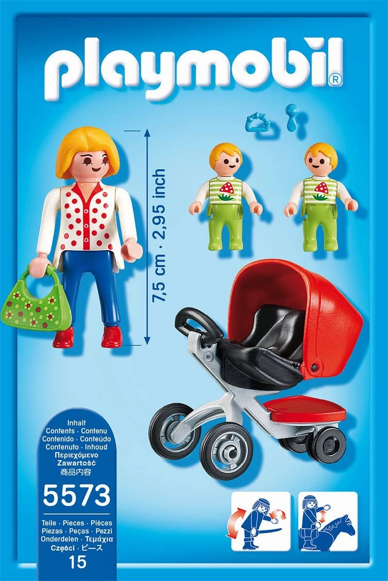 Playmobil Toys Playmobil 5573 City Life Mother with Twin Stroller